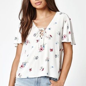 Kendall and Kylie Collection White Floral Shirt M